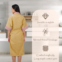 Rangoli Sunshine 500 GSM Cotton Bathrobe For  Women