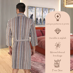 Pinstripe Men 420 GSM Cotton Bathrobe