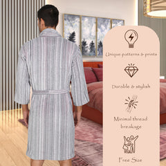 Pinstripe Men 420 GSM Cotton Bathrobe