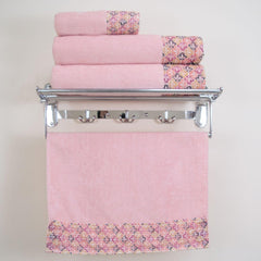 Prima Lace 100% Cotton Bath and Hand Towel Set of 4 | Ultra Soft, Highly Absorbent Luxurious Towels - Rangoli