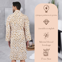 Rangoli Leopard 450 GSM Premium Cotton Bathrobe for Men