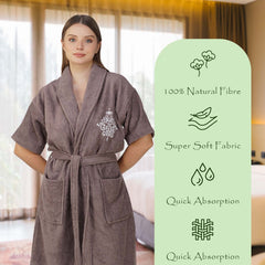 Rangoli Royal Bamboo Bathrobe for Women | Eco-Friendly, Ultra-Soft & Lightweight | 100% Bamboo Fiber | Highly Absorbent, Breathable & Gentle on Skin |