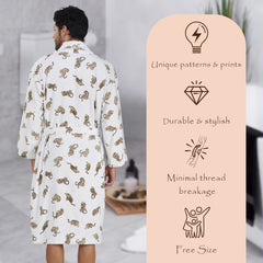 Rangoli Jaguar Cotton Bathrobe for Men