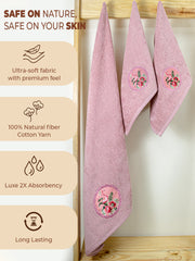 Prima Dream 100% Cotton Towel Set of 3 (Applique Embroidery), 450 GSM