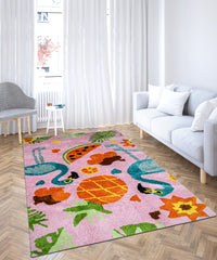 Beach Flamingo Design 2500 GSM Kids Room Rug (100 x 150 cm)