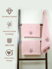 Prima Dream 100% Cotton Towel Set of 3 (Applique Embroidery), 450 GSM