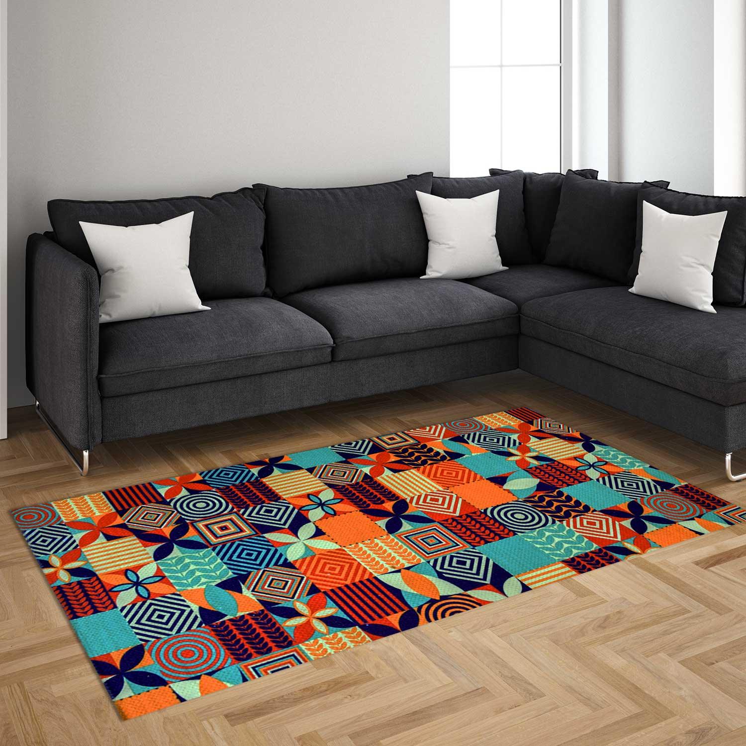 Rangoli Premium Floral Design Anti Skid Carpet