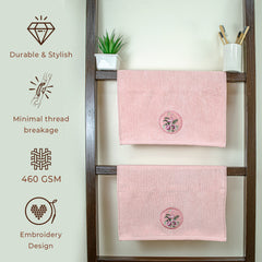 Prima Dream 100% Cotton Hand Towel Set of 2 (Applique Embroidery), 450 GSM