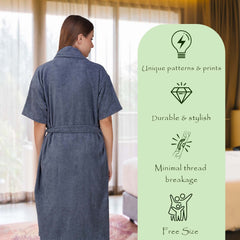 Rangoli Royal Bamboo Bathrobe for Women | Eco-Friendly, Ultra-Soft & Lightweight | 100% Bamboo Fiber | Highly Absorbent, Breathable & Gentle on Skin |