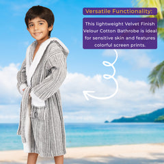 Rangoli Tonal 100% Cotton  Hooded Kids Bathrobe 400 GSM for Gils and Boys