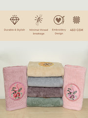 Prima Dream 100% Cotton Hand Towel Set of 6 (Applique Embroidery), 450 GSM