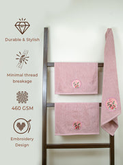 Prima Dream 100% Cotton Towel Set of 3 (Applique Embroidery), 450 GSM