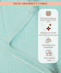 Victoria 100% Cotton Towel set of 4, (Printed Border), 450 GSM