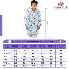 Rangoli Kids Cotton Bathrobe 400 GSM (Pizza Design) for Girls and Boys