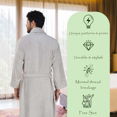 Rangoli Royal Bamboo Bathrobe for Men | Ultra-Soft & Lightweight | 100% Bamboo Fabric | Highly Absorbent, Eco-Friendly & Breathable