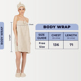 Rangoli Women Cotton Body Wrap Bath Towel With Shower Cap