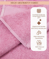 Victoria 100% Cotton Towel set of 4, (Printed Border), 450 GSM