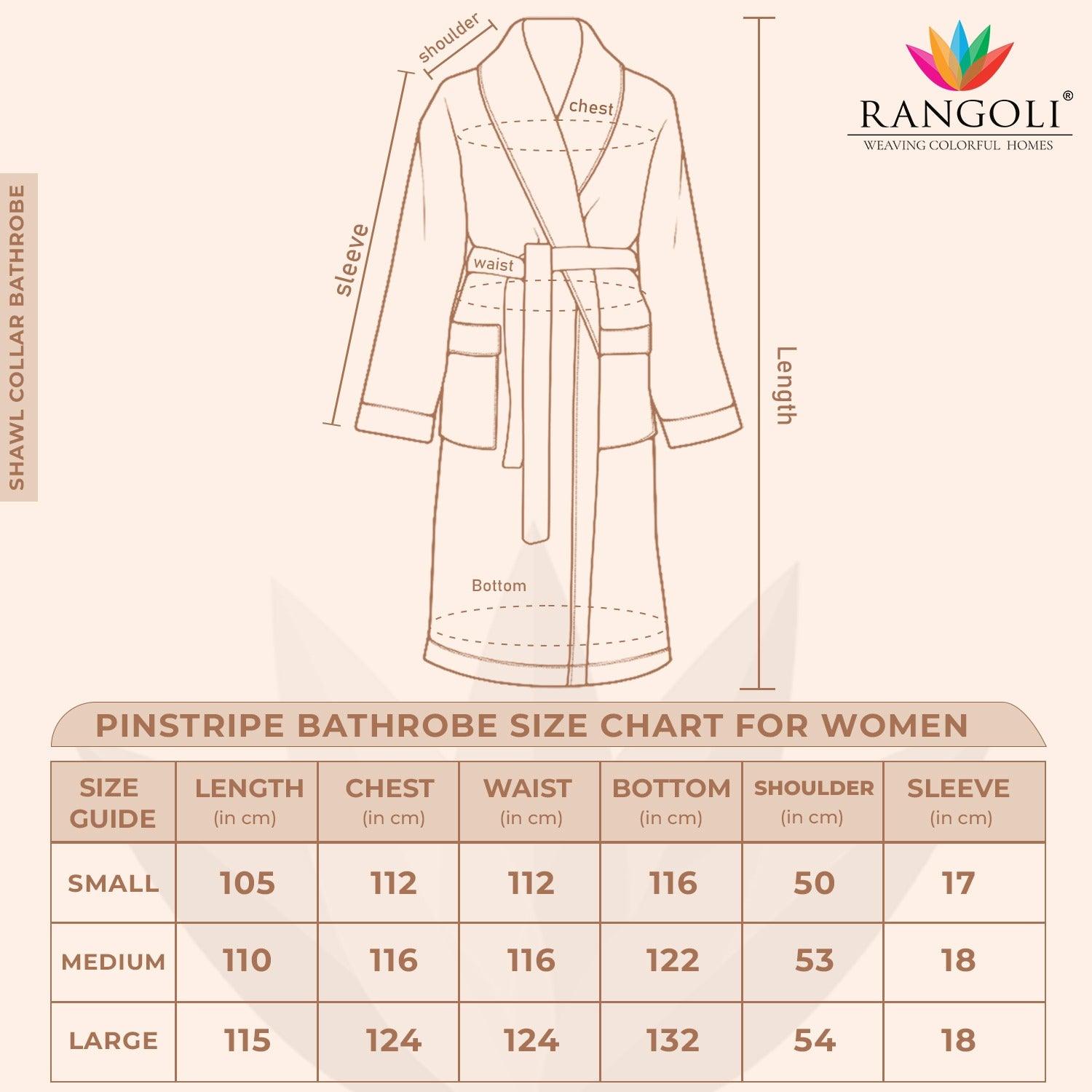 Pinstripe Women 420 GSM Cotton Bathrobe - Rangoli