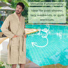 Rangoli Royal Bamboo Bathrobe for Men | Ultra-Soft & Lightweight | 100% Bamboo Fabric | Highly Absorbent, Eco-Friendly & Breathable