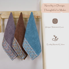 Sunshine 550 GSM Cotton Hand Towel Set of 3 (Brown, Ash, Blue)