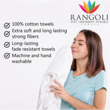 Victoria 100% Cotton Towel set of 4, (Printed Border), 450 GSM - Rangoli