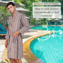 Pinstripe Men 450 GSM Cotton Bathrobe