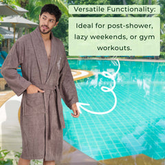 Rangoli Royal Bamboo Bathrobe for Men | Ultra-Soft & Lightweight | 100% Bamboo Fabric | Highly Absorbent, Eco-Friendly & Breathable