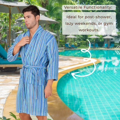 Pinstripe Men 450 GSM Cotton Bathrobe