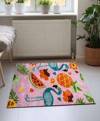 Beach Flamingo Design 2500 GSM Kids Room Rug (100 x 150 cm)