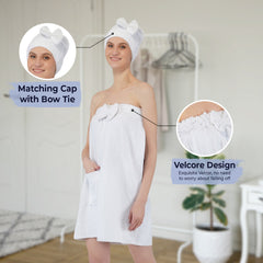 Rangoli Women Cotton Body Wrap Bath Towel With Shower Cap