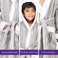 Rangoli Tonal 100% Cotton  Hooded Kids Bathrobe 400 GSM for Gils and Boys