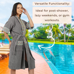 Rangoli Sunshine 500 GSM Cotton Bathrobe For  Women