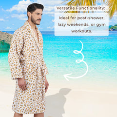 Rangoli Leopard 450 GSM Premium Cotton Bathrobe for Men