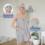 Rangoli Women Cotton Body Wrap Bath Towel With Shower Cap