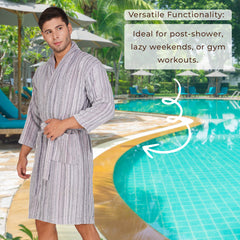 Pinstripe Men 450 GSM Cotton Bathrobe