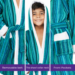 Rangoli Tonal 100% Cotton  Hooded Kids Bathrobe 400 GSM for Gils and Boys