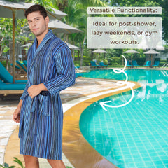 Pinstripe Men 450 GSM Cotton Bathrobe