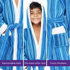 Rangoli Tonal 100% Cotton  Hooded Kids Bathrobe 400 GSM for Gils and Boys