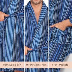 Pinstripe Men 420 GSM Cotton Bathrobe