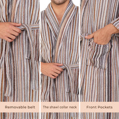 Pinstripe Men 450 GSM Cotton Bathrobe