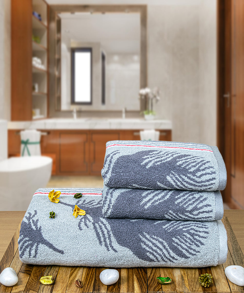 Picasso 100% Cotton Bath Towel Set of 3, 470 GSM (1 Bath & 2 Hand)