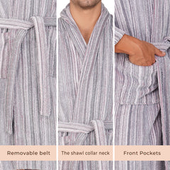 Pinstripe Men 420 GSM Cotton Bathrobe