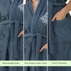 Rangoli Royal Bamboo Bathrobe for Women | Eco-Friendly, Ultra-Soft & Lightweight | 100% Bamboo Fiber | Highly Absorbent, Breathable & Gentle on Skin |