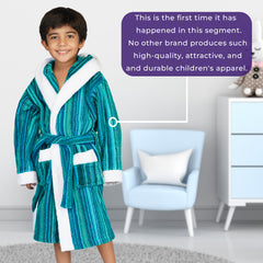 Rangoli Tonal 100% Cotton  Hooded Kids Bathrobe 400 GSM for Gils and Boys