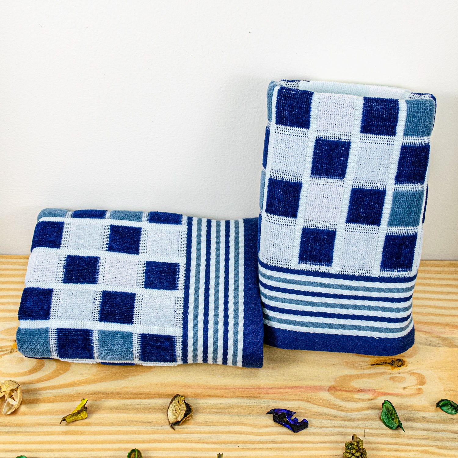 Rangoli Lira Check 100% Cotton Hand Towel Set of 2, 450 GSM