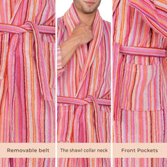 Pinstripe Men 450 GSM Cotton Bathrobe