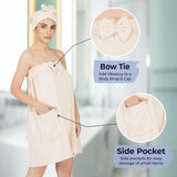 Rangoli Women Cotton Body Wrap Bath Towel With Shower Cap