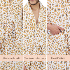 Rangoli Leopard 450 GSM Premium Cotton Bathrobe for Men