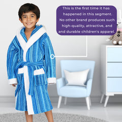 Rangoli Tonal 100% Cotton  Hooded Kids Bathrobe 400 GSM for Gils and Boys