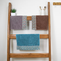 Sunshine 550 GSM Cotton Hand Towel Set of 3 (Brown, Ash, Blue)